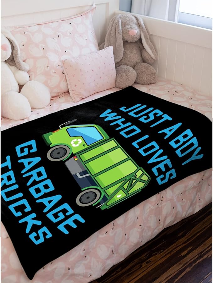 Boy Who Loves Garbage Trucks Blanket Soft Blankets and Throws Flannel Cozy Lightweight Quilt Gift Perfect for Bed Sofa Couch-40 x30 Extra Small for Pets
