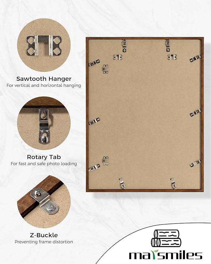 Marsmiles 18x24 Wooden Picture Frame, USA-Sourced Natural Oak Solid Wood Photo Frame with Real Glass for Display Pictures 16x20 with Mat or 18x24 without Mat, Walnut, 1 Pack