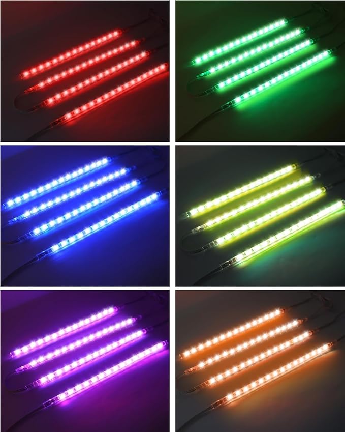 Cefrank Color Cabinet Lighting, 4pcs 12" Linkable RGB LED Light Bar Kit for Display Cabinet, Smart App & Remote Control, Music Sync, Scene Modes, Multi-Colors