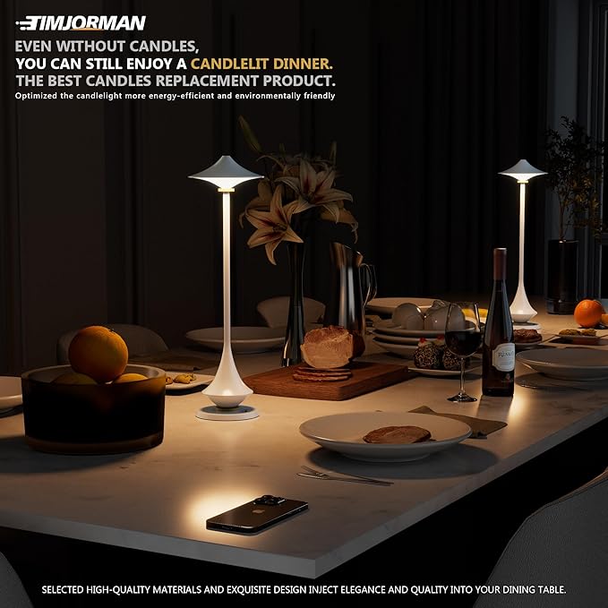 Modern Minimalist Cordless Table Lamp,Rechargeable,Aluminum Alloy Body for Living Room/Bedroom/Kitchen/Outside（White 1Pack）