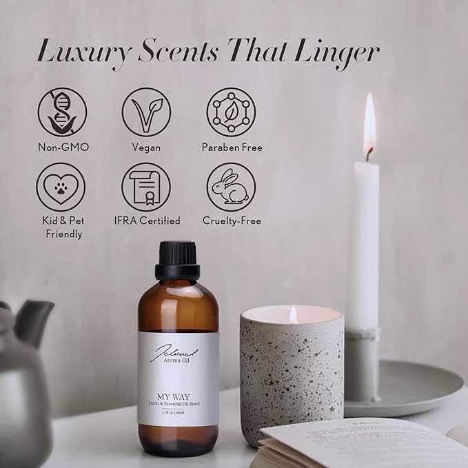 JCLOUD My Way Essential Oil for Diffuser - Hotel Diffuser Oil & Home Luxury Scents – Pure Aromatherapy Diffuser Oil with Bergamot, Tuberose & Vanilla, Natural & Pet Safe – 100mL