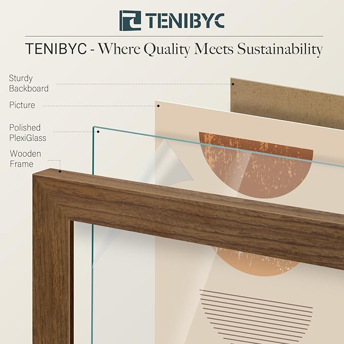 20x24 Picture Frame 4 Pack, Brown Wood Poster Frame, Horizontal and Vertical Display, Wall Hanging