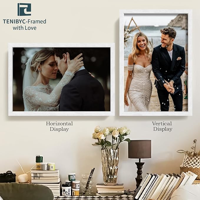 16x24 Poster Frame 4 Pack - White Solid Wood Picture Photo Frame - Woodgrain Series - Room, Office, Gallery, Studio Display - Wall Hanging