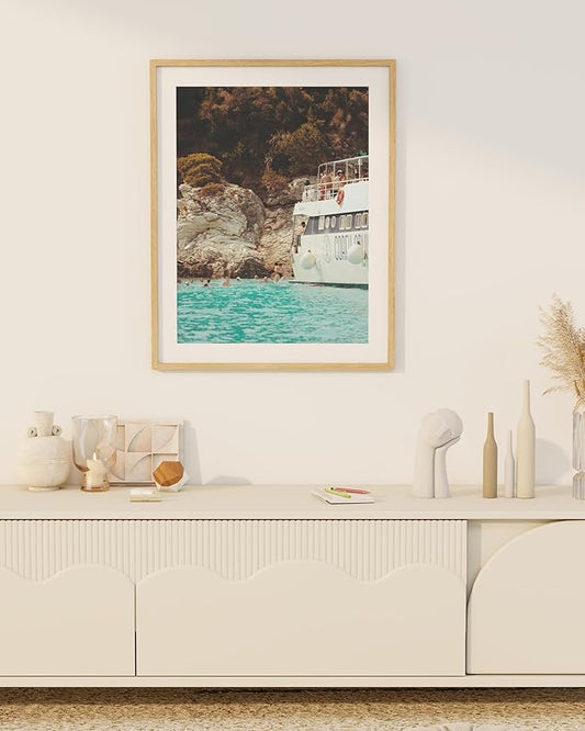 Marsmiles 22x28 Wooden Picture Frame, USA-Sourced Natural Oak Solid Wood Photo Frame with Real Glass for Display Pictures 18x24 with Mat or 22x28 without Mat, Natural, 2 Pack