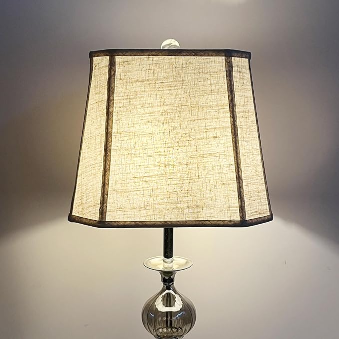 TOOTOO STAR Square cut corner lampshade, 10x13x10.5 inch medium table lamp shade floor lamp Beige Lamp shades Natural Linen Hand Crafted, Easy Assembly Required