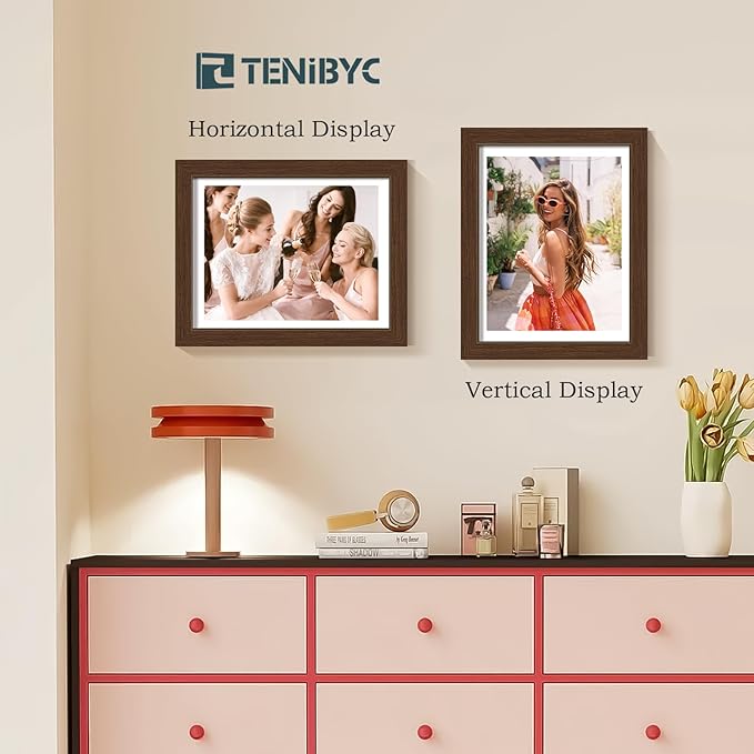 8.5 by 11 Picture Frame 4 Pack - HD Tempered Glass, Natural Wood Certificate Frame, Table Top or Wall Gallery Frame