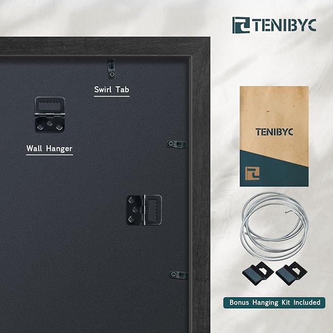 16x20 Frame 4 Pack, Black Wood Picture Frame, HD Tempered Glass, Display 16x20 or 20x16 Photos, Posters, and Puzzles, Wall Hanging