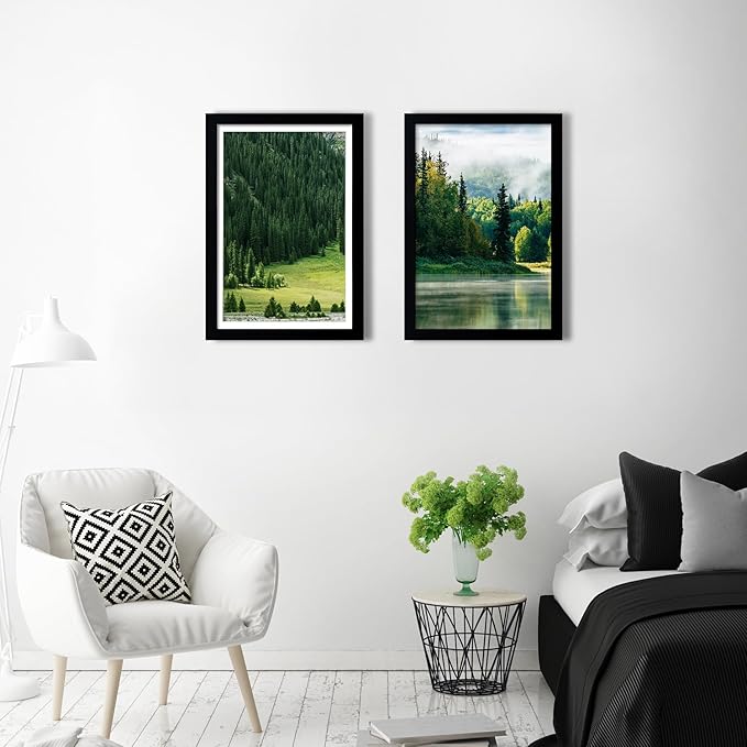 13x19 Picture Frame Set of 5, Black Poster Frame, Display Pictures 11 x 17 with Mat or 13 x 19 Without Mat for Horizontal or Vertical Wall Mounting, Wall Gallery Frame