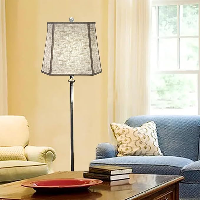 TOOTOO STAR Square cut corner lampshade, 10x13x10.5 inch medium table lamp shade floor lamp Beige Lamp shades Natural Linen Hand Crafted, Easy Assembly Required