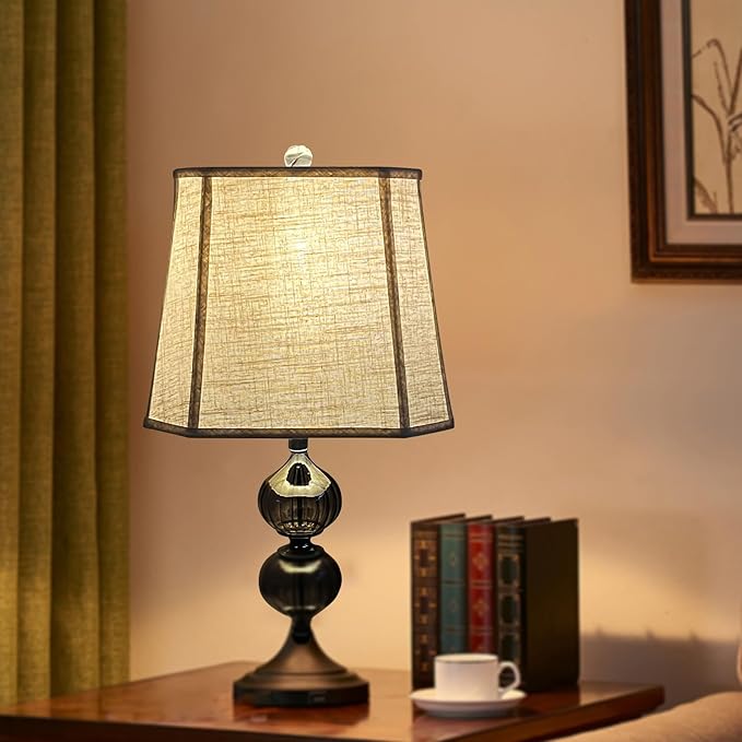 TOOTOO STAR Square cut corner lampshade, 10x13x10.5 inch medium table lamp shade floor lamp Beige Lamp shades Natural Linen Hand Crafted, Easy Assembly Required