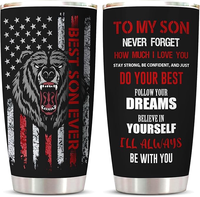 ZANIION To My Son Gifts Tumbler 20oz 1PC, Cool Birthday Gifts For Son From Mom/Dad Mug, Best Christmas Graduation Valentines Fathers Day Decoration Present Ideas For My Boy Coffee Cup