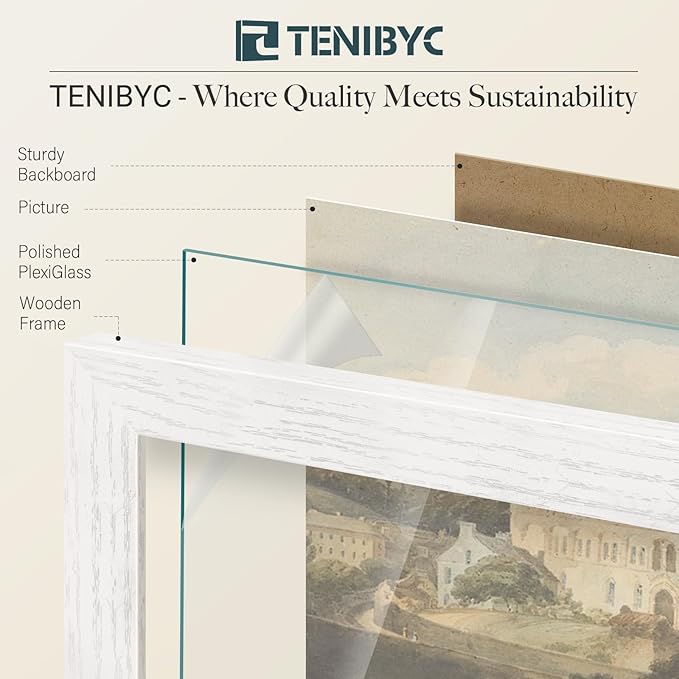 16x24 Poster Frame 4 Pack - White Solid Wood Picture Photo Frame - Woodgrain Series - Room, Office, Gallery, Studio Display - Wall Hanging