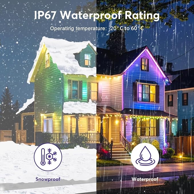 Permanent Outdoor Lights, Smart Decor with 72 Scene Modes, 50ft with 30 LED Lights, IP67 Waterproof for Outdoor Decorations, Work with App & Remote