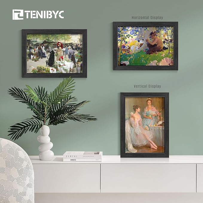 9x12 Frame Set of 4, Textured Black Wood, 9 x 12 Picture Frame with HD Tempered Glass, Table or Wall Display