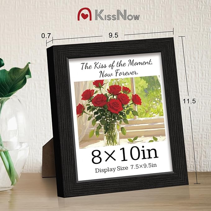8x10 Picture Frame 2 Pack, Black Solid Wood Gallery Photo Frame, Wall Hanging or Tabletop Display