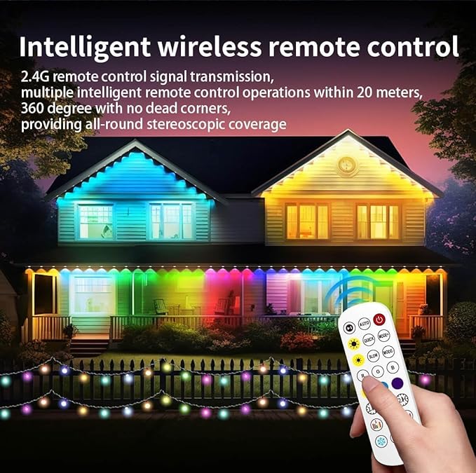 Permanent Outdoor Lights, Smart Decor with 72 Scene Modes, 100ft with 60 LED Lights, IP67 Waterproof for Outdoor Decorations, Work with App & Remote