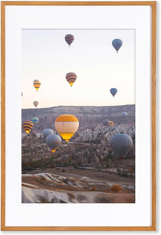 Marsmiles 20x30 Wooden Picture Frame, USA-Sourced Natural Oak Solid Wood Photo Frame with Real Glass for Display Pictures 16x24 with Mat or 20x30 without Mat, Teak, 1 Pack