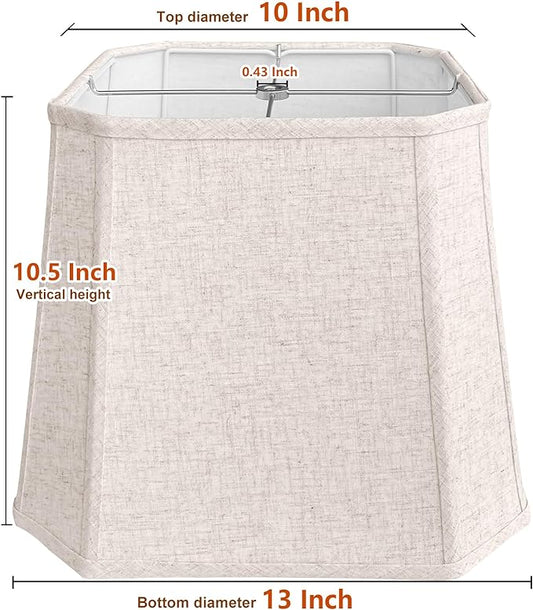 TOOTOO STAR Square cut corner lampshade, 10x13x10.5 inch medium table lamp shade floor lamp Beige Lamp shades Natural Linen Hand Crafted, Easy Assembly Required