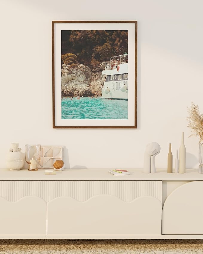 Marsmiles 22x28 Wooden Picture Frame, USA-Sourced Natural Oak Solid Wood Photo Frame with Real Glass for Display Pictures 18x24 with Mat or 22x28 without Mat, Walnut, 2 Pack