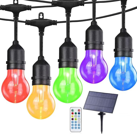 RGB Solar String Lights 144FT, IP65 Waterproof Dimmable Outdoor String Lights - Shatterproof Bulbs, 8 Modes Patio Lights for Garden, Cafe