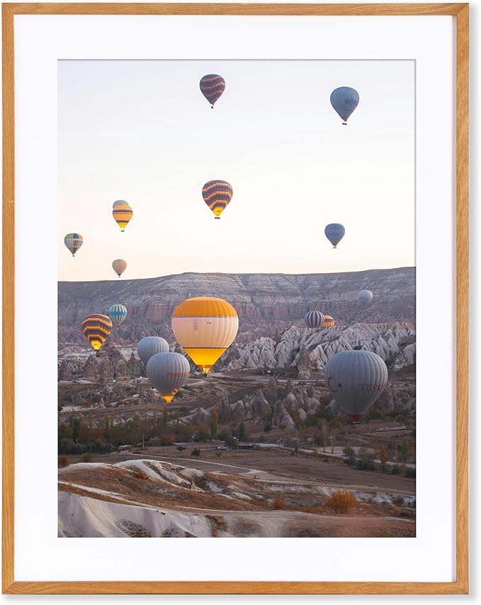 Marsmiles 22x28 Wooden Picture Frame, USA-Sourced Natural Oak Solid Wood Photo Frame with Real Glass for Display Pictures 18x24 with Mat or 22x28 without Mat, Teak, 1 Pack