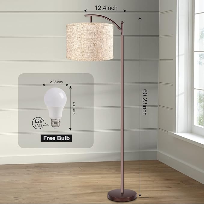 ROTTOGOON Floor Lamp for Living Room, 4 Color Temperature LED Floor Lamp with Remote Control & Foot Switch, LED Bulb Included, Modern Standing Lamp for Bedroom, Study Room, Office - Oil Rubbed Bronze