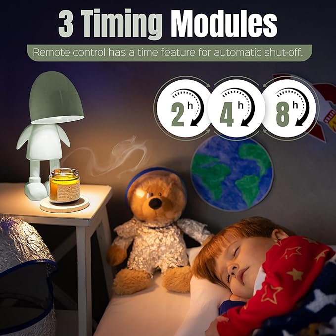 XoooX Green Robot Candle Warmer Lamp with Timer - Adult, Kids and Boys Office Desk and Bedroom Decor Lamp; Gaming Room Decor Aesthetic; Fun Man Cave Cool Stuff; Robot Scented Candle Melter Diffuser