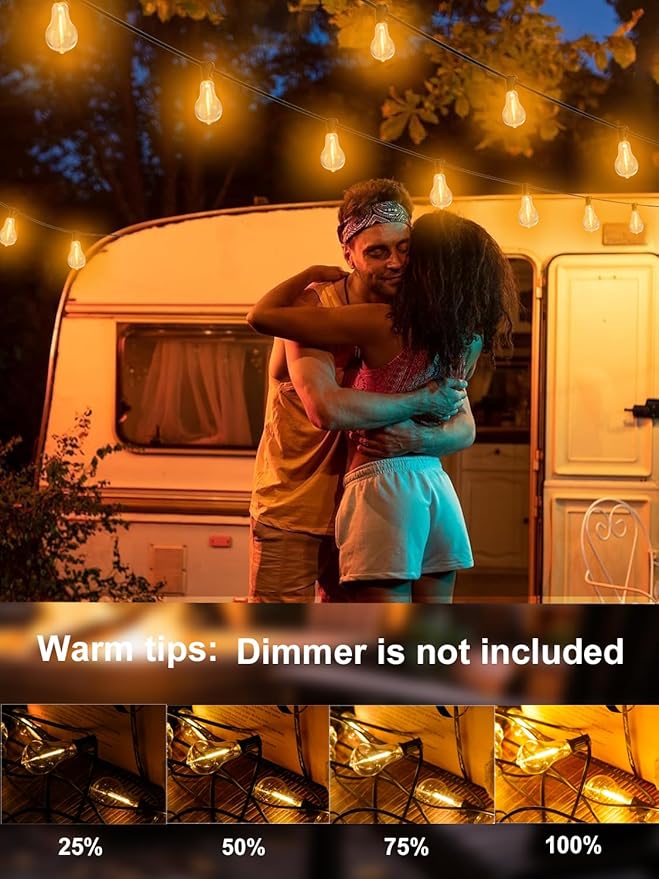 DAMAING Outdoor String Lights 400FT(4x100FT) Waterproof Patio Lights with 208 Shatterproof LED Edison Bulbs,Connectable Outdoor Light for Backyard Balcony Bistro Porch 2200K Black Cord