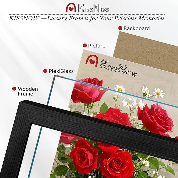 24x30 Poster Frame 2 Pack, Black Solid Wood, Wall Gallery Picture Frame