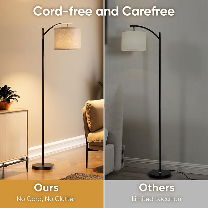 Battery Operated Floor Lamp, RGB Dimmable Cordless Standing Lamp with Remote Control for Living Room, Tall Floor Lamp for Bedroom