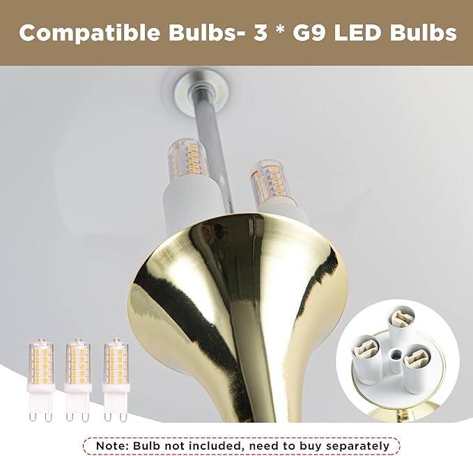 Modern Sleek Table Lamp for Bedroom, 3-Light LED End Table Lamp for Living Room, Office, Milky White Acrylic Shade Metal Mushroom Desk Lamp for Bedside Night Light, Gold Base