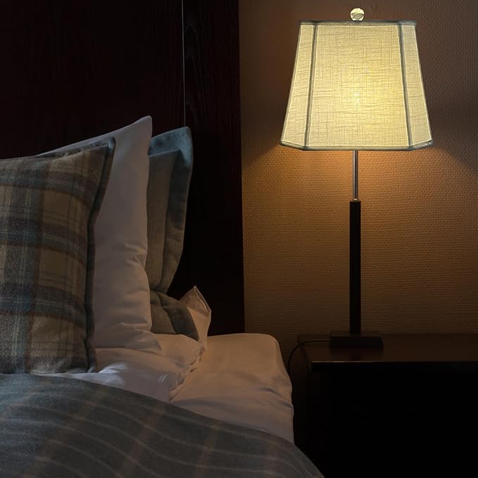 TOOTOO STAR Square Cut Corner White LampShade, 10" Top x 13" Bottom x 10.5" High Medium Shade (Spider Fitter), Handmade of Natural Linen, Easy to Assemble, Suitable for Table Lamps and Floor Lamps