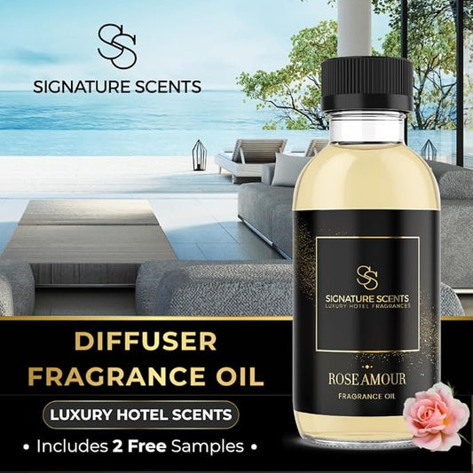 Luxury Hotel Diffuser Oil for Hotels and Homes - Aromatherapy Oils for use with an Essential Oil Diffuser at Home - Fragrance-Scent Diffuser Oil Blend (Rose Amour) 4.05fl oz (120ml)