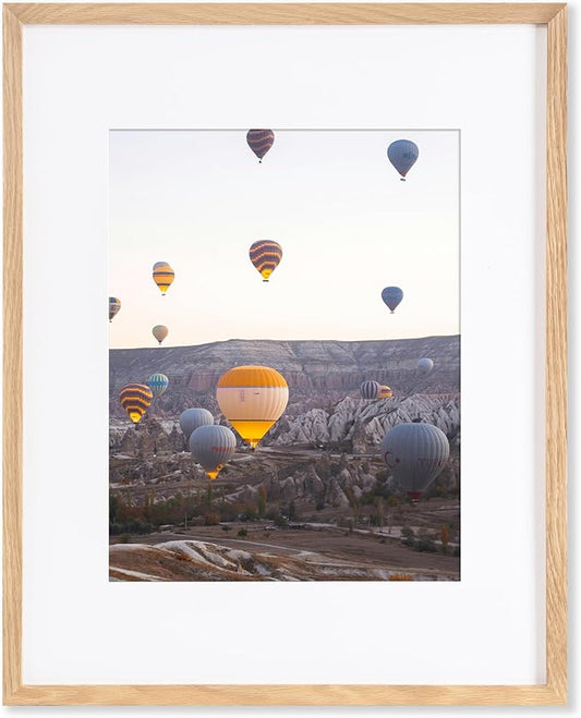 Marsmiles 16x20 Wooden Picture Frame, USA-Sourced Natural Oak Solid Wood Photo Frame with Real Glass for Display Pictures 11x14 with Mat or 16x20 without Mat, Natural, 1 Pack