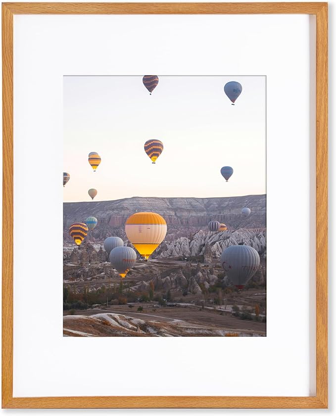 Marsmiles 16x20 Wooden Picture Frame, USA-Sourced Natural Oak Solid Wood Photo Frame with Real Glass for Display Pictures 11x14 with Mat or 16x20 without Mat, Teak, 1 Pack