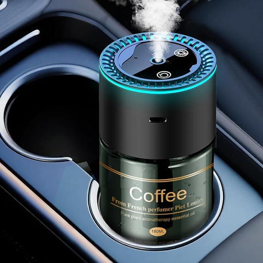 Smart Car Air Freshener Diffuser - 270-Day Long-Lasting Essential Oil (6.09oz/180ml), Auto On/Off Sensor, Ultrasonic Dual Modes, Multi-Mode Adjustable, Natural French Fragrance Oils, Coffee ﻿