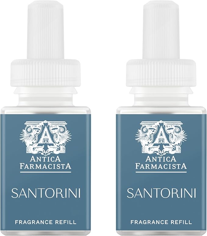 Pura & Antica Farmacista Home Scent Refill - Smart Home Air Diffuser- Up to 120-Hours of Luxury Fragrance per Refill - Household Essential - Safe Diffuser Fragrance - 2 Pack, Santorini