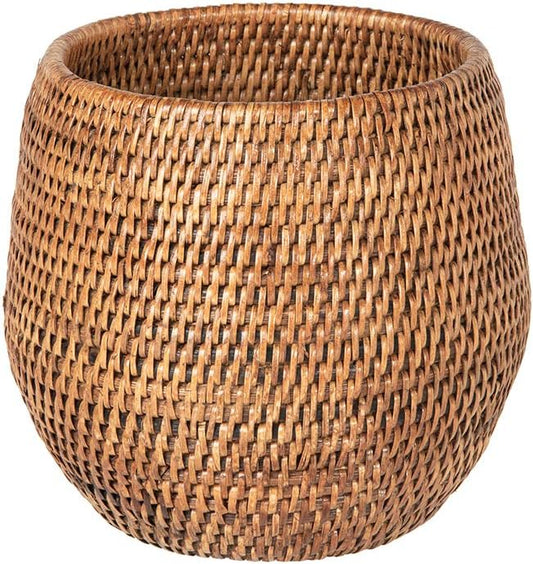 KOUBOO La Jolla Coco Rattan Bowl, Honey-Brown, Small Planter