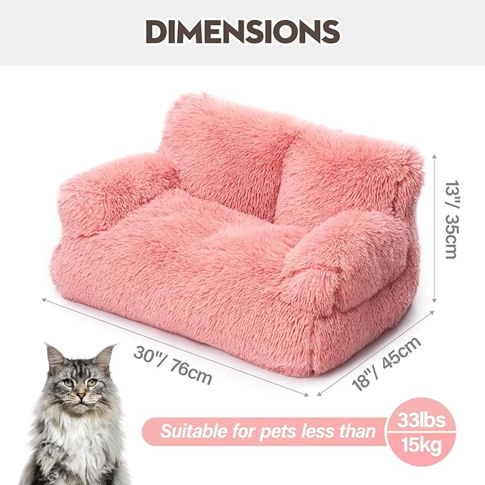 Mewoo Dog Couch, Small Dog Bed with Removable Washable Cover, Cute Cat Couch for Pets, Cat Beds for Indoor Cats with Anti-Slip Bottom (Pink)