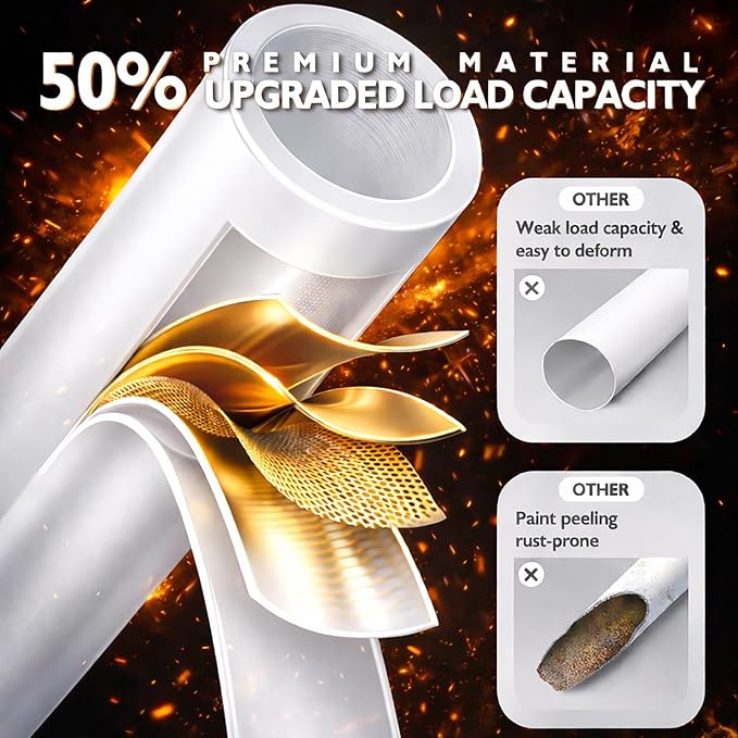 No Drill Curtain Rods for Room Divider, Adjustable Tension Rod 35-100" W x 43-120" H, for Partition Room Dividers,White