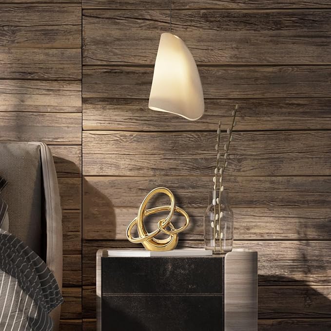 YUNSHID Modern Gold Decor Ceramic Geometric Sculpture, Abstract Home Accent & Tabletop Figurine for Living Room, Bedroom, Bathroom, Office, Shelf, Mantel - Wedding, Dining Room Centerpiece Decoration