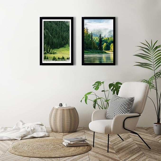 12x18 Picture Frame Set of 5, Black Poster Frame, Display Pictures 11 x 17 with Mat or 12 x 18 Without Mat for Horizontal or Vertical Wall Mounting, Wall Gallery Frame