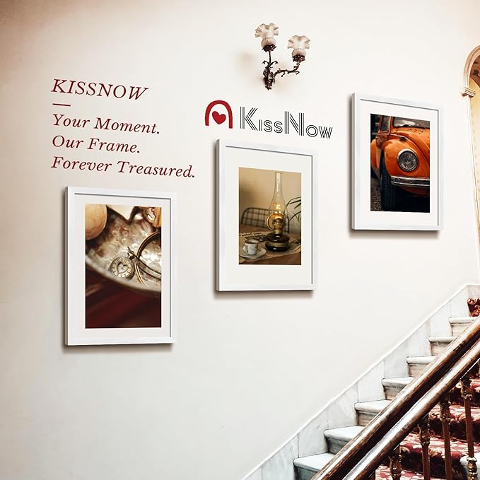 16x24 Poster Frame 2 Pack, Textured White Solid Wood Picture Frame, Wall Hanging