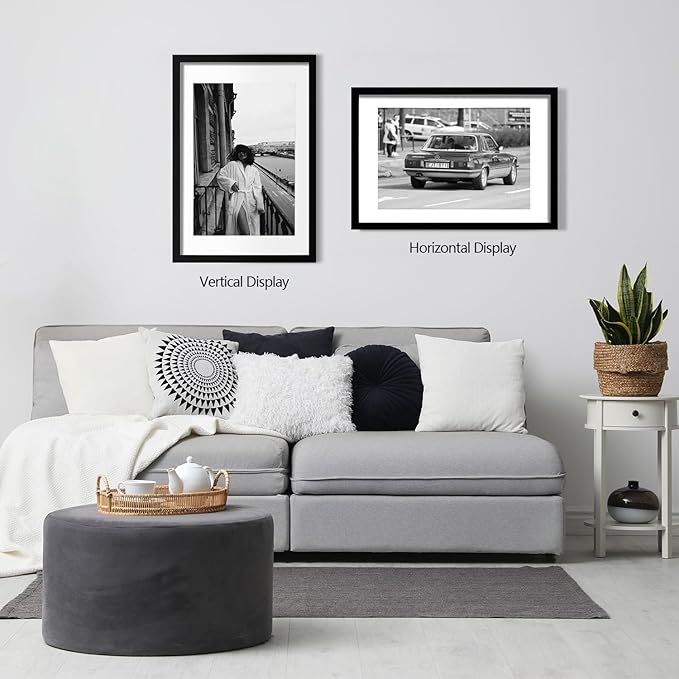 20x30 Picture Frame Set of 5, Black Poster Frame, Display Pictures 16 x 24 with Mat or 20 x 30 Without Mat for Horizontal or Vertical Wall Mounting, Wall Gallery Frame