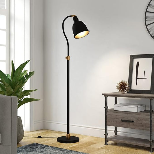 Vincent Adjustable/Arc Floor Lamp with Metal Shade in Blackened Bronze/Blackened Bronze