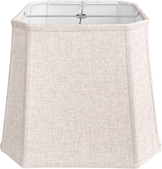 TOOTOO STAR Square cut corner lampshade, 10x13x10.5 inch medium table lamp shade floor lamp Beige Lamp shades Natural Linen Hand Crafted, Easy Assembly Required