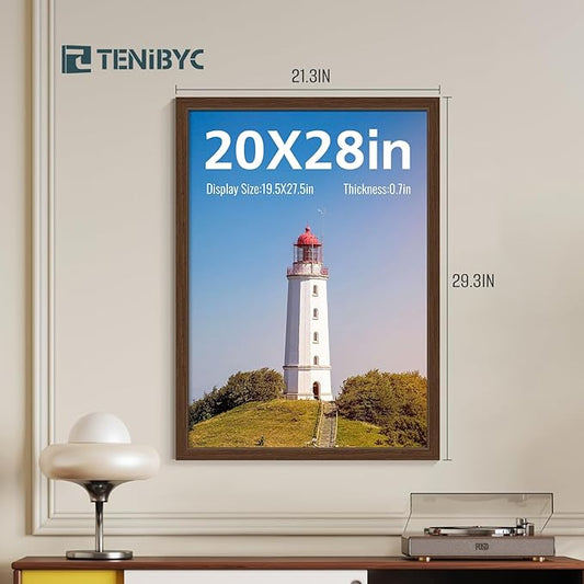 20x28 Picture Frame 4 Pack - Brown Wood, 20 x 28 Poster Frame for Gallery, Home and Office, Horizontal and Vertical Wall Hanging