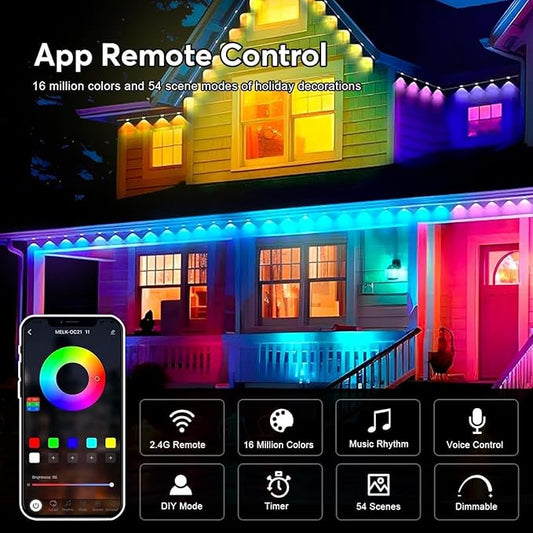 Permanent Outdoor Lights, Smart Decor with 72 Scene Modes, 50ft with 30 LED Lights, IP67 Waterproof for Outdoor Decorations, Work with App & Remote