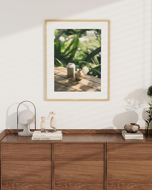 Marsmiles 24x30 Wooden Picture Frame, USA-Sourced Natural Oak Solid Wood Photo Frame with Real Glass for Display Pictures 18x24 with Mat or 24x30 without Mat, Natural, 2 Pack