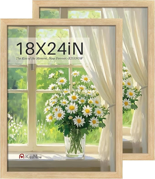 18x24 Poster Frame set of 2, Natural Oak Wood Picture Frame, Wall Hanging